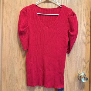 Red Macy's Mini Ribbed Detail Sweater Dress